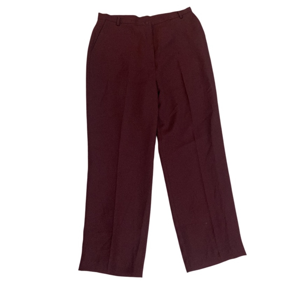 Focus 2000 Maroon Purple Dress Pants Straight-Leg Pleated Trousers - Size 14